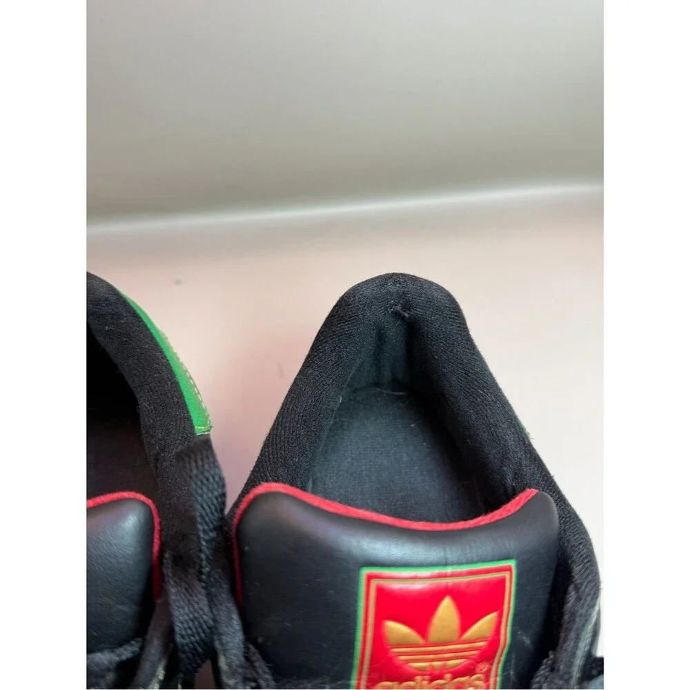 Adidas Superstar Black Leather Red Green Stripe Shell Toe Sz 11